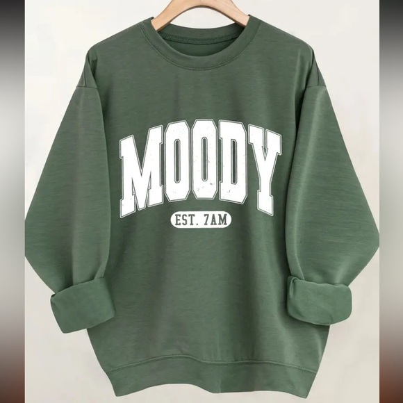 boutique Tops - Moody Graphic Green Longsleeve Sweatshirt NEW